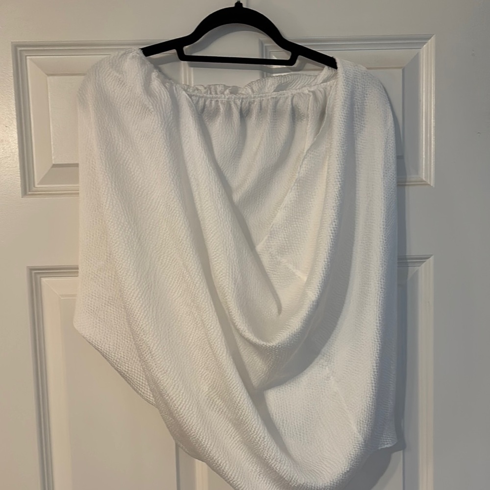 Tyche Elegant White Drape Blouse